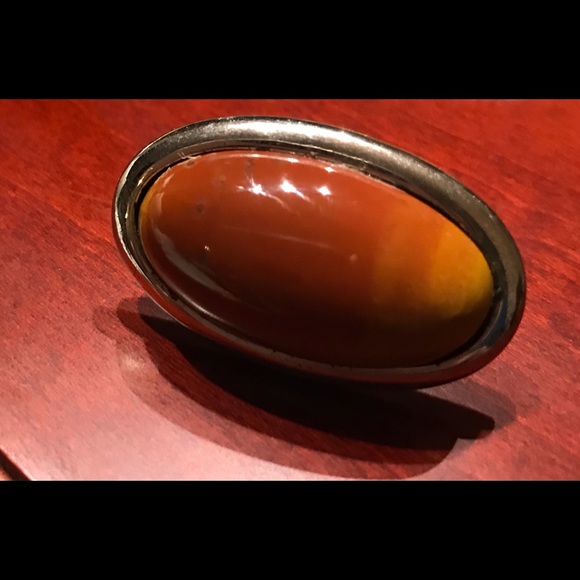 Carnelian Stone Sterling Silver 1 Jaguar Cufflink - Picture 3 of 6